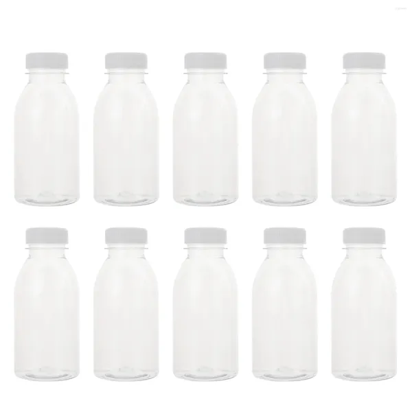 Botellas de agua 10 PCS Botella de jugo de leche Plástico transparente Duradero Bebida práctica Almacenamiento de bebidas de viaje