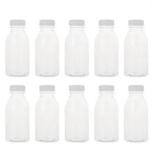 Waterflessen 10 pc's melksap fles glazen werper deksel plastic drank soda heldere huisdier containers reizen