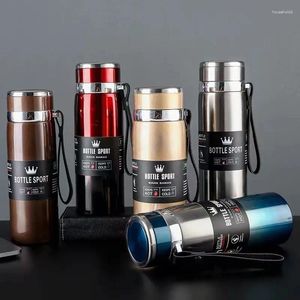 Bouteilles d'eau 1000ML grande capacité en acier inoxydable Thermos Portable flacon à vide isolé gobelet avec corde bouteille thermique Drinkware