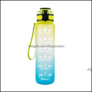 Waterflessen 1000 ml buitenfles met st sport wandelcam plastic drankje bpa colorf draagbare drop levering home tuin keuken di otgah