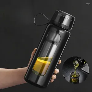 Waterflessen 1000 ml reisthee infuser glazen fles met filter scheidingsbeker draagbare filtertumbler