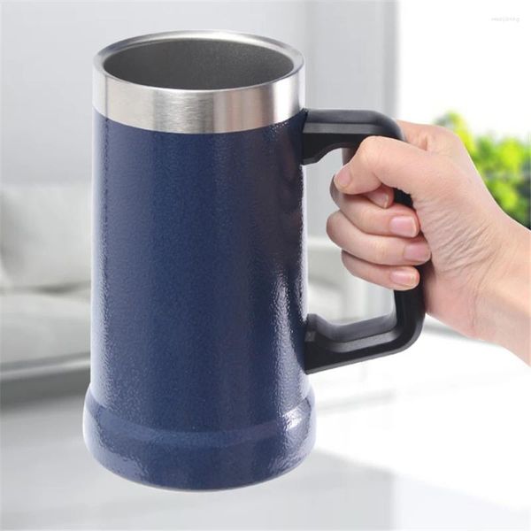 Bouteilles d'eau 100pcs / lot 24oz 700ml tasse de bière tasse de vin tasse avec poignée en PP large dessus 18/8 en acier inoxydable isolé sous vide verre à 2 parois