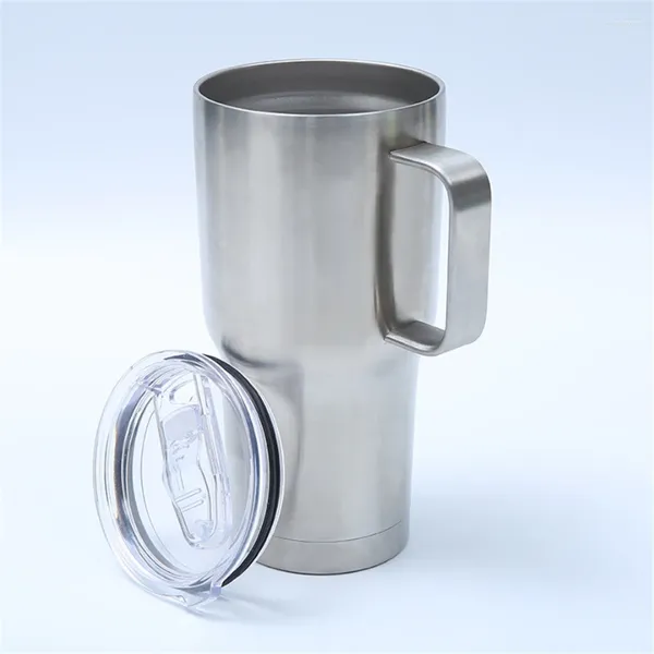 Bouteilles d'eau 100pcs / lot tasse de voyage de voiture avec poignée 30oz 900ml tasse 18/8 en acier inoxydable isolé sous vide couvercle coulissant en verre à 2 parois