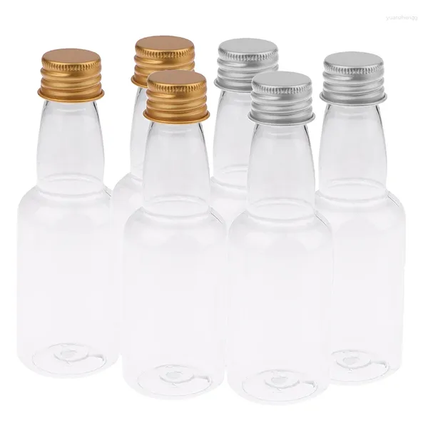 Bouteilles d'eau 10 pièces 50ml Mini clair rechargeable petit vin pour fête de mariage liqueur avec couvercle à vis anti-fuite bouteille d'alcool S