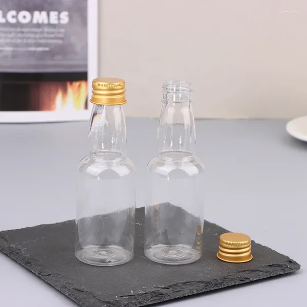 Bouteilles d'eau 10pcs mini pour animaux de compagnie transparents rechargeables petits vin pour la fête de mariage alcool avec couvercle à vis à épreure fuite