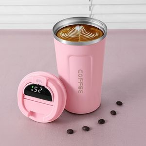 Bouteilles d'eau 12oz Thermos Coffee Traval Mug avec affichage de la température Tasse à café isolée à emporter Bouteille de café étanche pour voiture 380510ml 230517