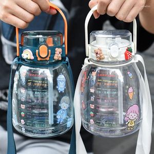 Botellas de agua 1300 ml Botella taza de alta temperatura plástica anti-caída grande gran capacidad gran capacidad de verano niños portátiles