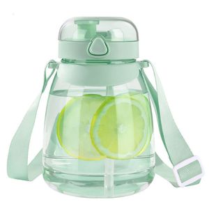 Botellas de agua 1300 ML Sports Water Cup Straw Cup 1.3 L Water Cup Gran capacidad Big Belly Cup Summer Strap Summer Sports Water Bottle 230428