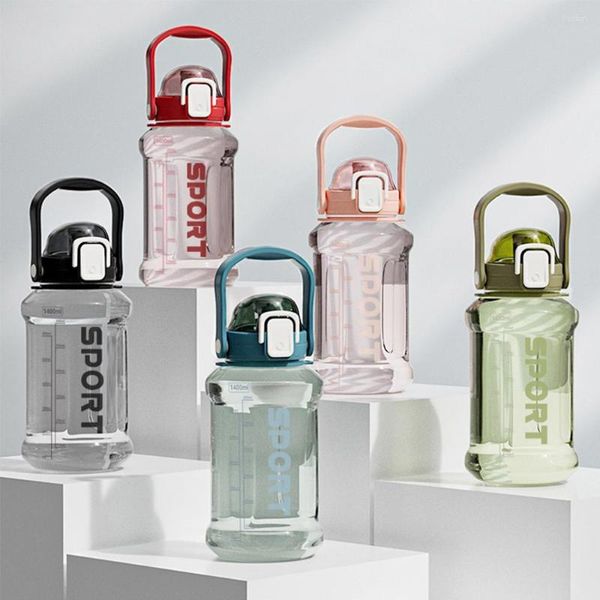 Botellas de agua Botella de 1400ML para deportes Portátil a prueba de fugas PC Gym Drinkware Plástico transparente vacío con artículo