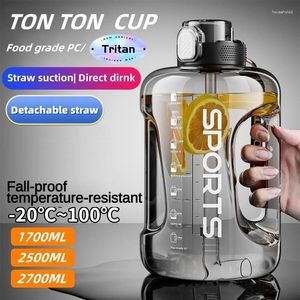 Bouteilles d'eau 1700ML/2500ML/3800ML, tasse de Fitness sans Bpa, grande capacité, Portable, PC, sport avec paille