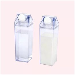 Bouteilles d'eau 17 oz de carton de lait boîte de rangement de bouteille de bouteille transparente carrée haute capacité tasse en plastique de café en plastique chute d'originalité