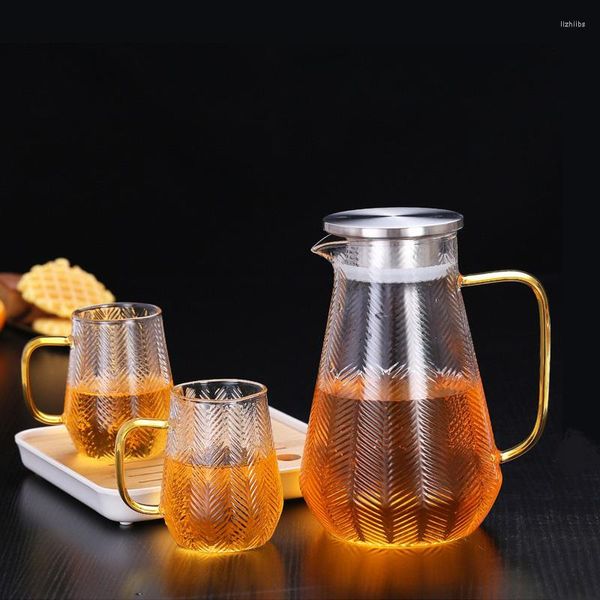 Botellas de agua jarra de vidrio de 1800 ml con jarra de gran capacidad para bebidas frías resistentes a la tapa para bebidas frías botella de té helado casero
