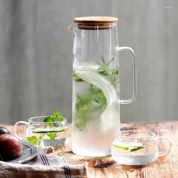 Botellas de agua 1L / 1.5L Gran capacidad Tipo de diamante Hervidor de vidrio Familia Creativo Jugo frío Leche Café Tetera Drinkware