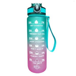 Bouteilles d'eau 1l Portable Feltofroping Gradient Sécurité Bercotage grande capacité avec indicateur de temps de paille Camping Fitness Bottle Gym