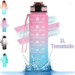 Bouteilles d'eau 1L Tomatodo Sports avec marqueur temporel BPA BPA Eco Free Friendly 32oz Aesthetic Botella de Agua