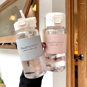 Bouteilles d'eau 1pc bouteille créative avec paille portable mignon en plastique mignon dynamique dynamique à l'épreuve des fuites pour le thé de café au lait