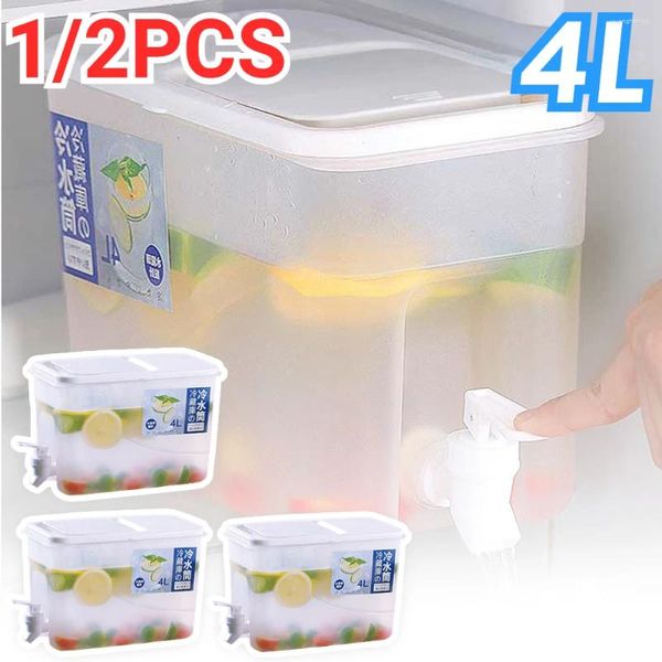 Bouteilles d'eau 2-1pc Cold Kettle avec robinet 4L Picheur à grande capacité Dispensateur Juice Jug Refrigerator Container