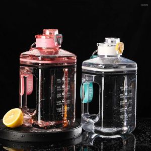 Bouteilles d'eau 2,2 L bouteille de sport motiver les crottes carrées portables de la forme physique transparente bouilloire avec des sangles poignées bpa gratuitement