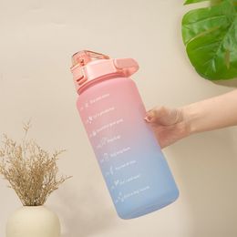 Borracce Capacità 2 litri Bottiglia d'acqua con gradiente di paglia con colore Accessori manuali Porta marcatura del tempo Bicchieri di plastica grandi 230726