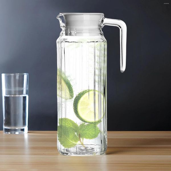 Bouteilles d'eau 2 Panteur en plastique emballage 1,1 L avec conception côtelée BPA couvercle transparent transparent pour le café à thé glacé