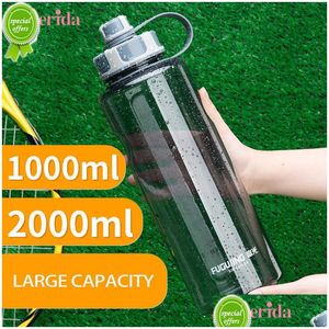 Botellas de agua 2000 ml de gran capacidad portátil botella de plástico al aire libre con infusor de té fitness agitador a prueba de fugas entrega de gota dhgwr