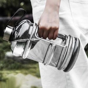Bouteilles d'eau 2000 ml bouteille de sport grande capacité avec poignée voyage bouilloire de fitness d'été tonne en plein air baril grand ventre