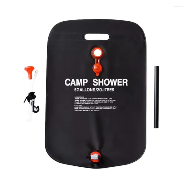 Bouteilles d'eau 20L Sac de bain extérieur avec tuyau amovible et pomme de douche camping pour la natation de plage voyageant