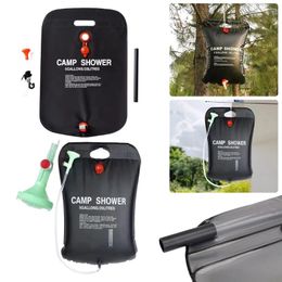 Bouteilles d'eau 20L Sac de douche de camping solaire avec tuyau amovible et chauffage de tête portable