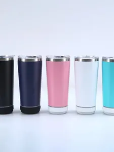 Botellas de agua 20 oz Bluetooth Taza de sonido Vacío Doble capa de acero inoxidable aislado Coche portátil al aire libre