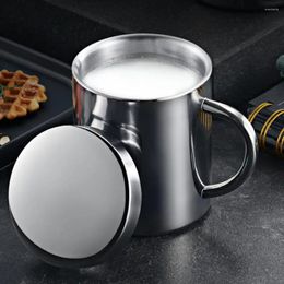 Waterflessen 210 ML/280 ML/400 ML Koffiemok Dubbele Wand Multi-gebruik Anti-slip spiegel Polijsten Cup Met Deksel Voor Thuis