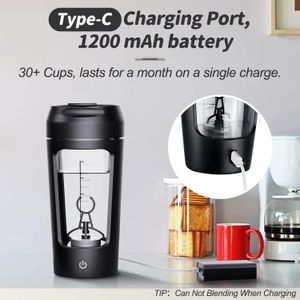 Bouteilles d'eau Bouteilles de shaker électrique de 22 onces pour protéines, rechargeables par USB, bouteilles de mélangeur puissantes pour protéines, café, lait 231201