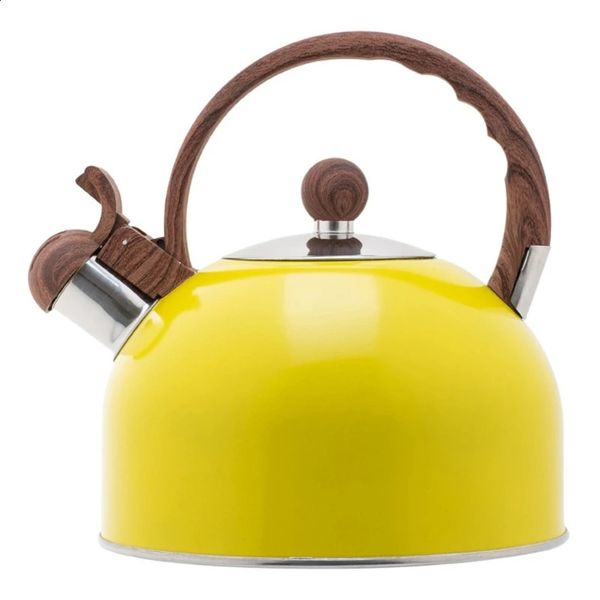 Bouteilles d'eau Bouilloire à thé en acier inoxydable de 25 L, théière à sifflement jaune, bouilloire avec poignée ergonomique, R7UB 231109