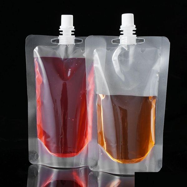 Bouteilles d'eau 250 ml de support en plastique de boisson en plastique sac d'emballage poche de bec de jus de lait de jus de charbe à gouttes d'emballage liquide hom dhnvj