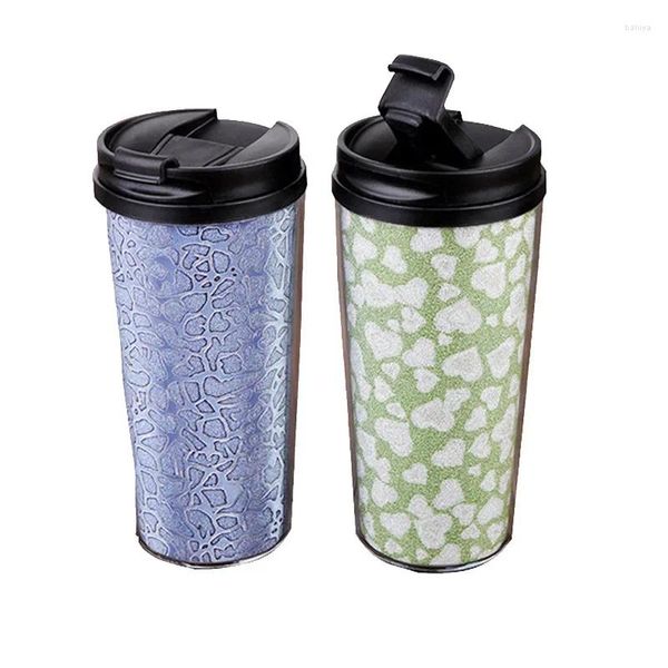 Botellas de agua 280 ml Plástico de doble capa Aislamiento térmico Anti-escaldado Luz Pequeña taza de café portátil Sellado a prueba de fugas Simple Durable