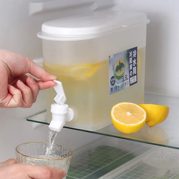 Bouteilles d'eau 3.5L été distributeur d'eau glacée bouilloire froide avec robinet réfrigérateur théière à fruits bouteille de citron bouilloire tremper réfrigérateur boîte de rangement 231013