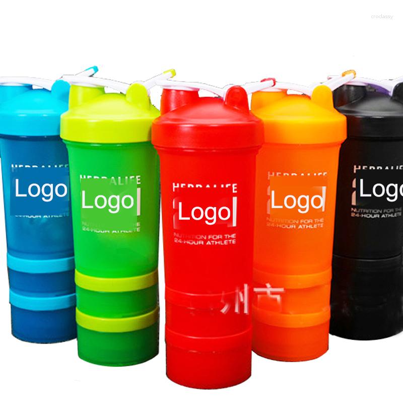 Wasserflaschen, 3 Schichten, 5 Bonbonfarben, 500 ml, gesundes Leben, Ernährung, tragbare Kunststoff-Shake-Flasche