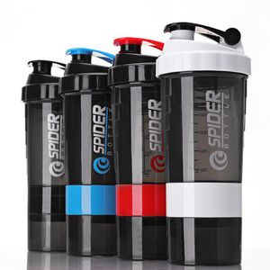 Water Flessen 3 Layer Shaker Fles Eiwit Poeder Milkshake Cup Sport Fitness 550 ml Met medicijndoos 230621