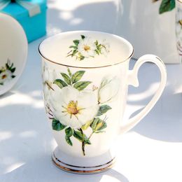 Bouteilles d'eau 300ML porcelaine tasses à café drôles porcelaine peinture florale vintage campagne tasses à expresso verres taza tasse à thé art 231205