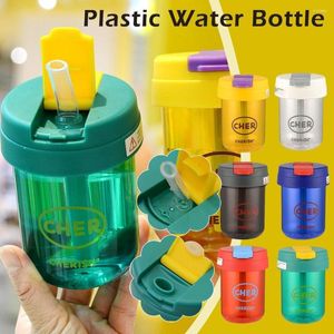 Waterflessen 300ml Kleurrijke Kleine Melksap Leuke Fles Transparant Plastic Met Stro Draagbare Mode Drinken