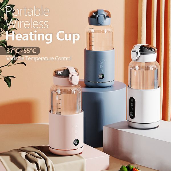 Bouteilles d'eau 300ML chauffe-eau sans fil bouteille d'eau LED affichage Thermos tasse USB Portable conditionneur de lait avec ligne de niveau d'eau tasse chauffante 230320