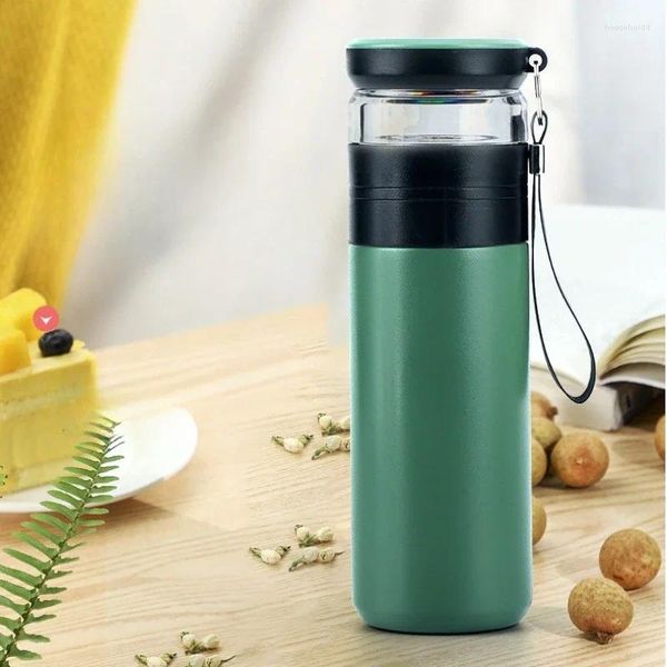 Bouteilles d'eau 304 tasse en acier inoxydable extérieur corde portable affaires cadeau et séparation isolée