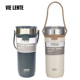 Waterflessen 304 roestvrijstalen thermoskan met deksel dubbele wand vacuüm geïsoleerde reis koffie mok bier thermische cup koude dranken tumbler 221008