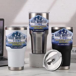 Bouteilles d'eau 30oz grande capacité tasse Magic Mountain 24h heures Ytong bouteille thermos avec couvercle ours tasse à café en acier inoxydable