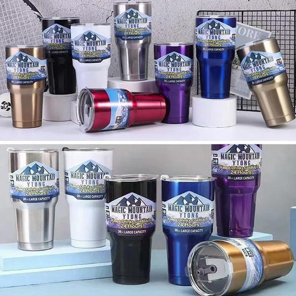 Botellas de agua 30 oz de taza térmica de acero inoxidable deportes de botella aislados con paja duradera para ejercicio