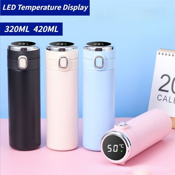 Bouteilles d'eau 320 ml 420 ml Bouteille thermos en acier inoxydable Smart LED Affichage de la température Flacon à vide étanche Tasse thermique Gobelet isolé 221130