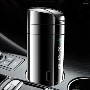 Bouteilles d'eau 350ml en acier inoxydable bouteille chaude voiture thermo tasse pour voitures LED affichage température 12V 24V tasse électrique portable