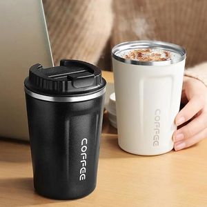 Bouteilles d'eau 380 ml 510 ml double tasse thermique de café en acier inoxydable avec couvercle thermos voiture fiole à vide lait jus cadeau tasse 221130