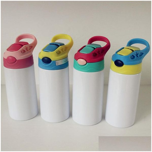 Bouteilles D'eau 380Ml Sublimation Bouteille Vide Enfants Portable En Acier Inoxydable Bouilloire Thermos Coupe Diy Blanc St Tasses À Boire Goutte De Dh0Vv