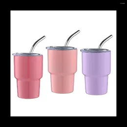 Bouteilles d'eau 3Pack Mini Tumbler S Verre avec couvercle en paille Tasses Verres à double paroi 2Oz (A)