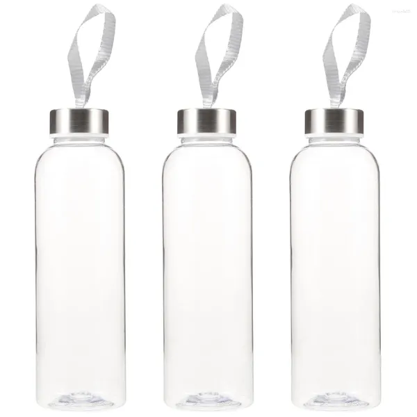 Bouteilles d'eau 3pcs bouteille étanche en plastique portable transparent anti-chute potable pour les sports de plein air voyage (500ml)